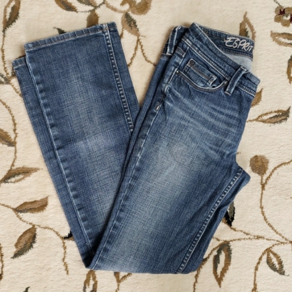 Esprit Women's Regular Bootcut Low Cut Mid Wash Y2K Denim Jeans, Size 4